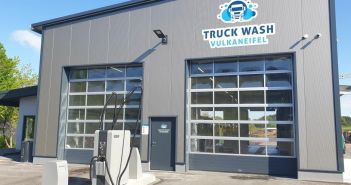 Zweispurige Nutzfahrzeugwaschanlage Gerolstein steigert Effizienz durch 80 Prozent (Foto: Otto Christ AG - Wash Systems)